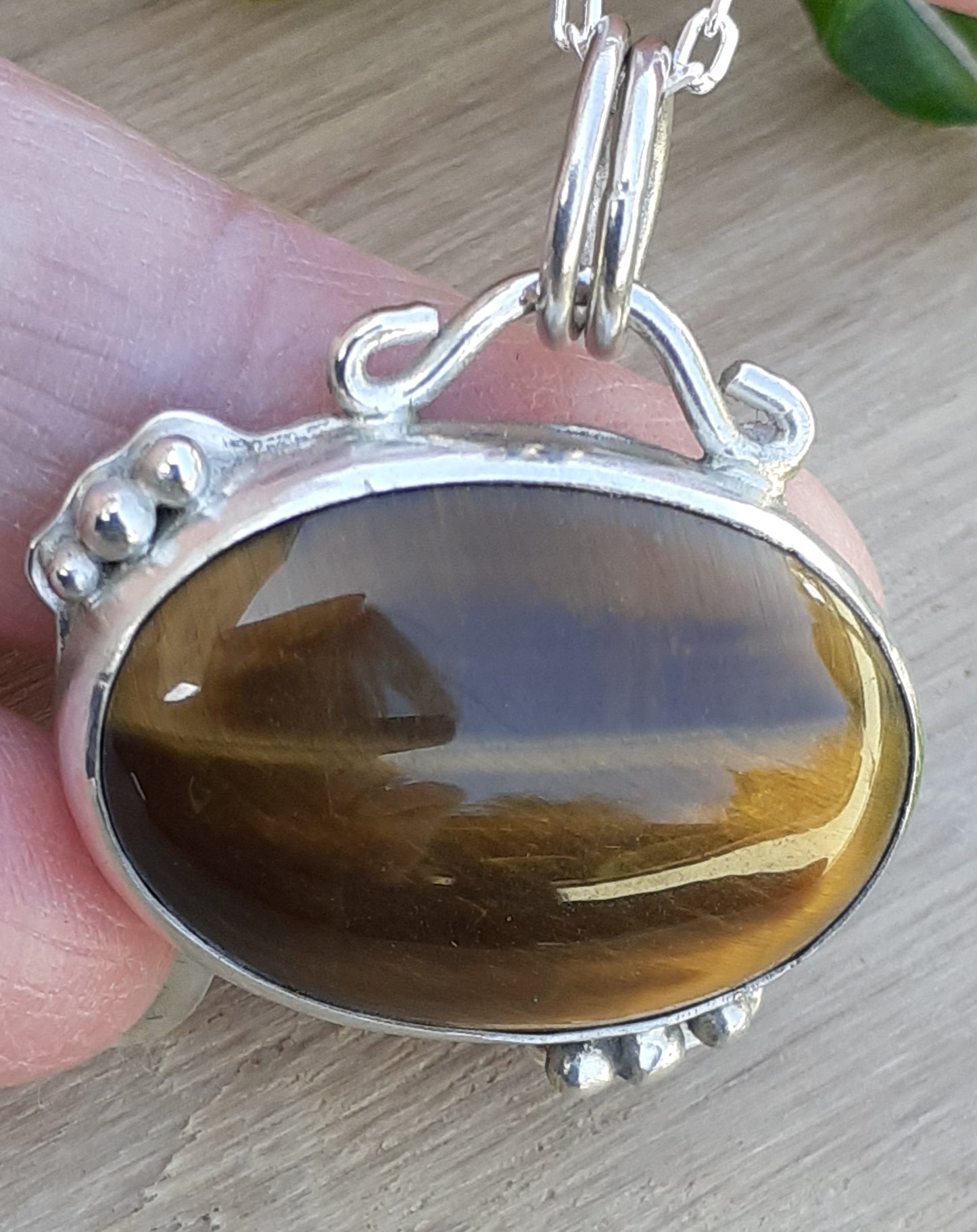 Two Little Birds Oval Tigers Eye Stone