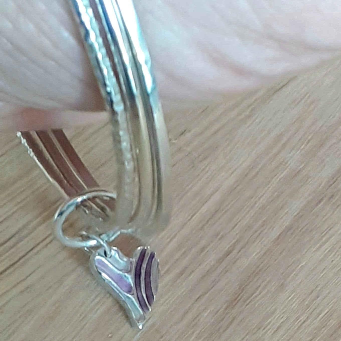 Three Band Bangle and Heart Charm