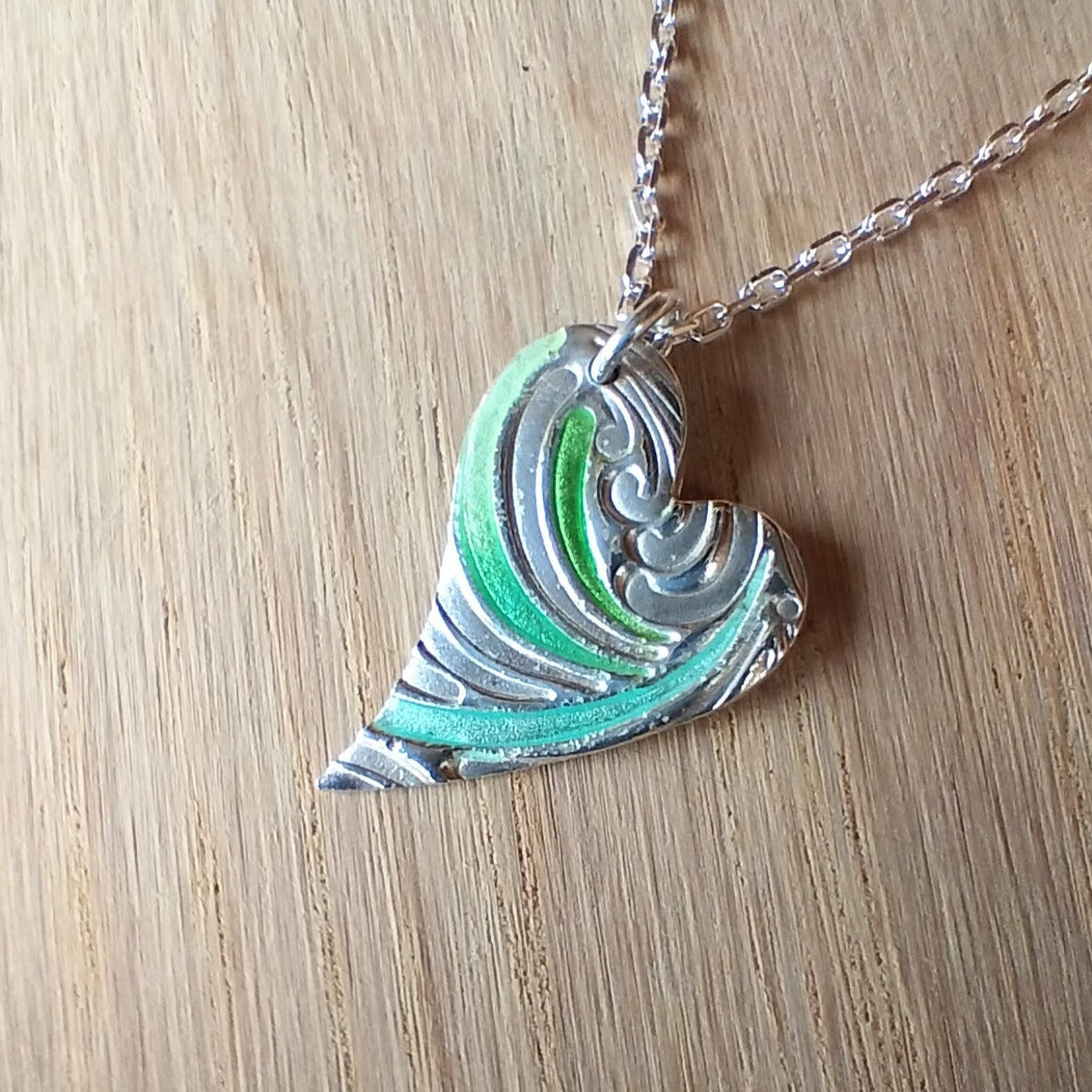 Tones of Green Enamelled Heart