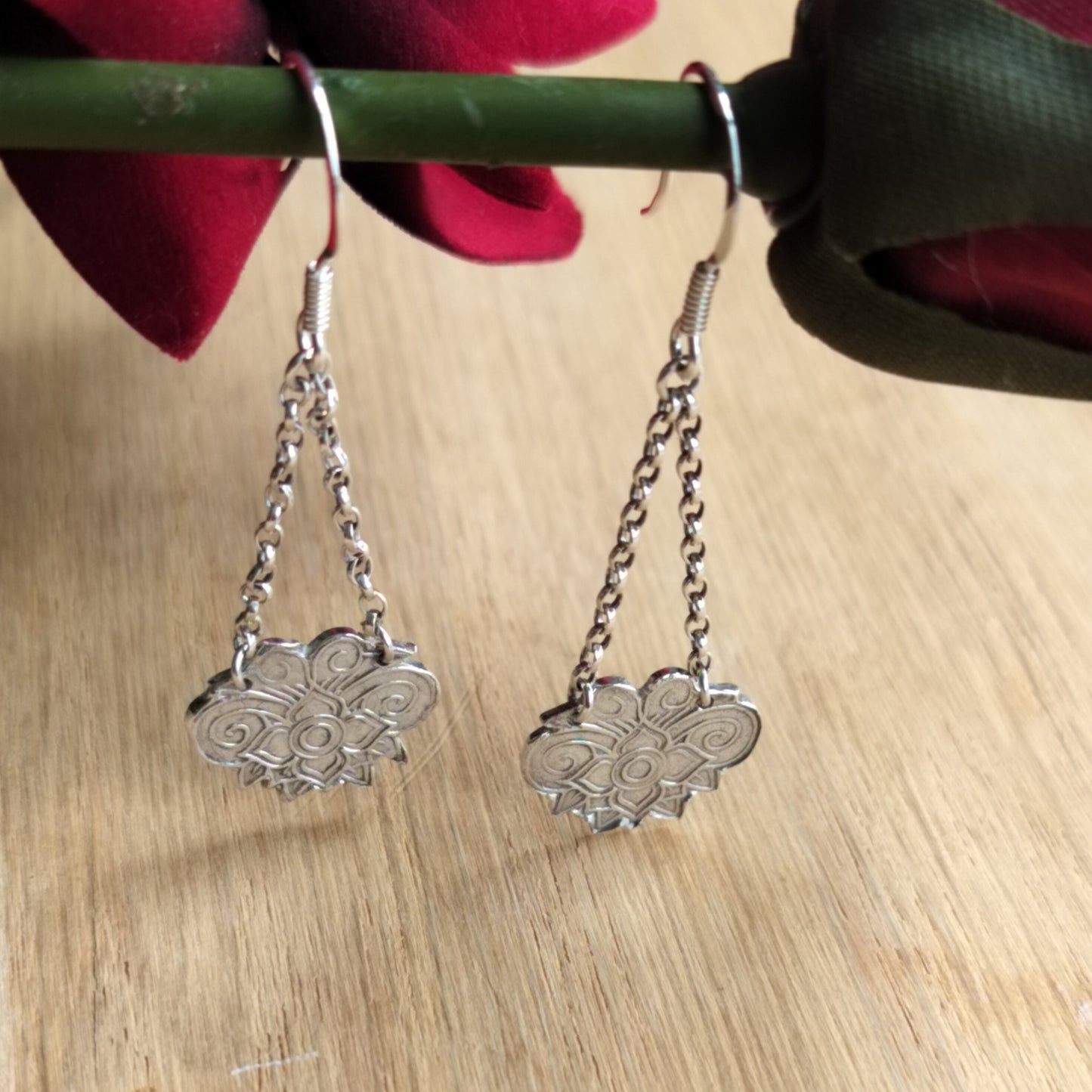 Lotus Style Drop Earrings