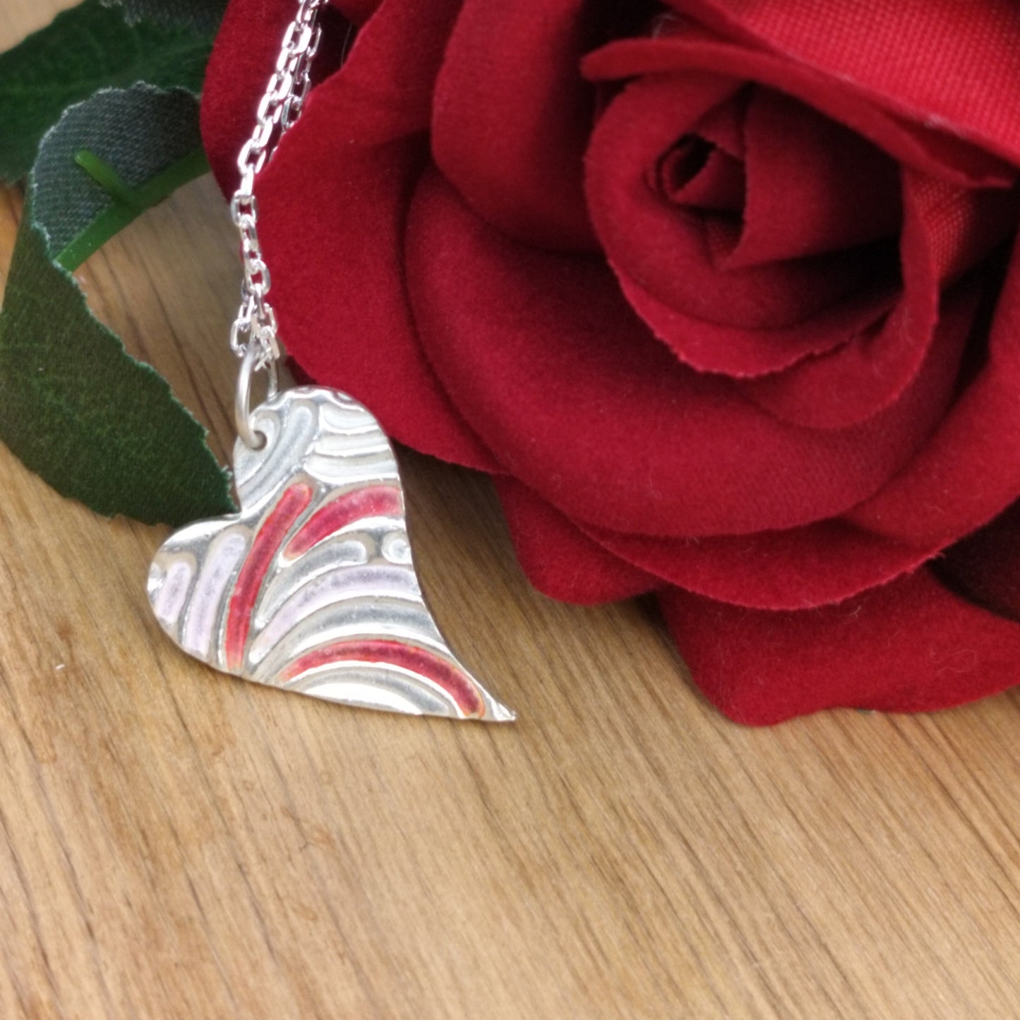 Tones of Red and Pink Enamelled Heart