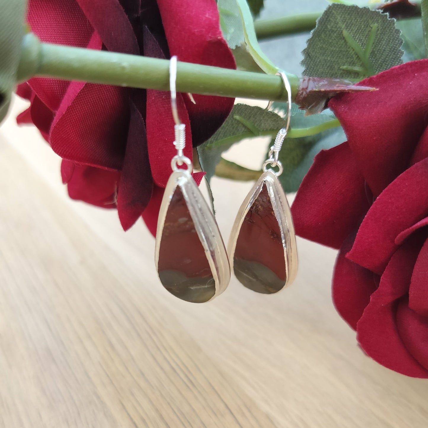 Dragons Blood Jasper Teardrop Earrings