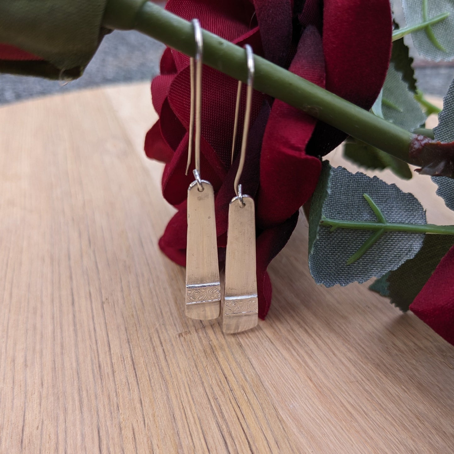 Drop Earrings with Patterned Band