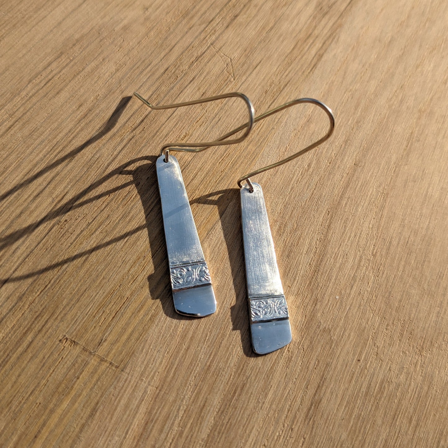 Drop Earrings with Patterned Band