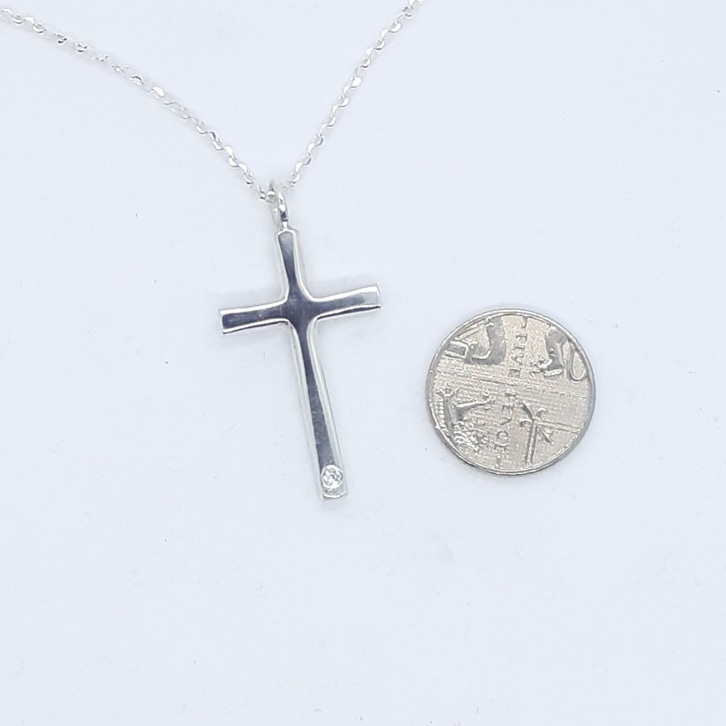 Silver Cross with Cubic Zirconia