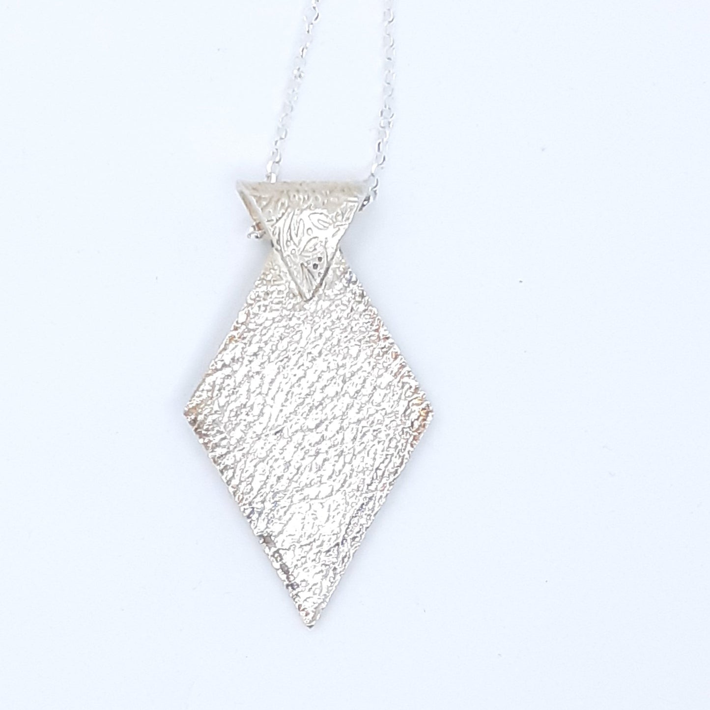 Diamond Shaped Pendant with Handcrafted Flowers