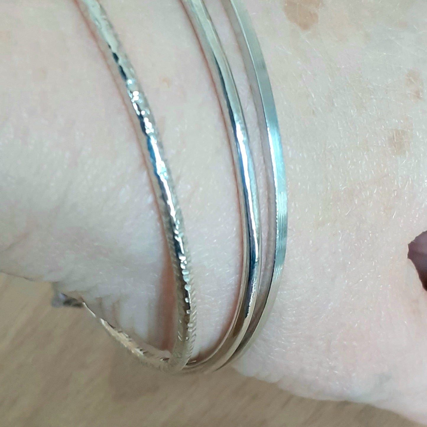 Three Band Bangle and Heart Charm