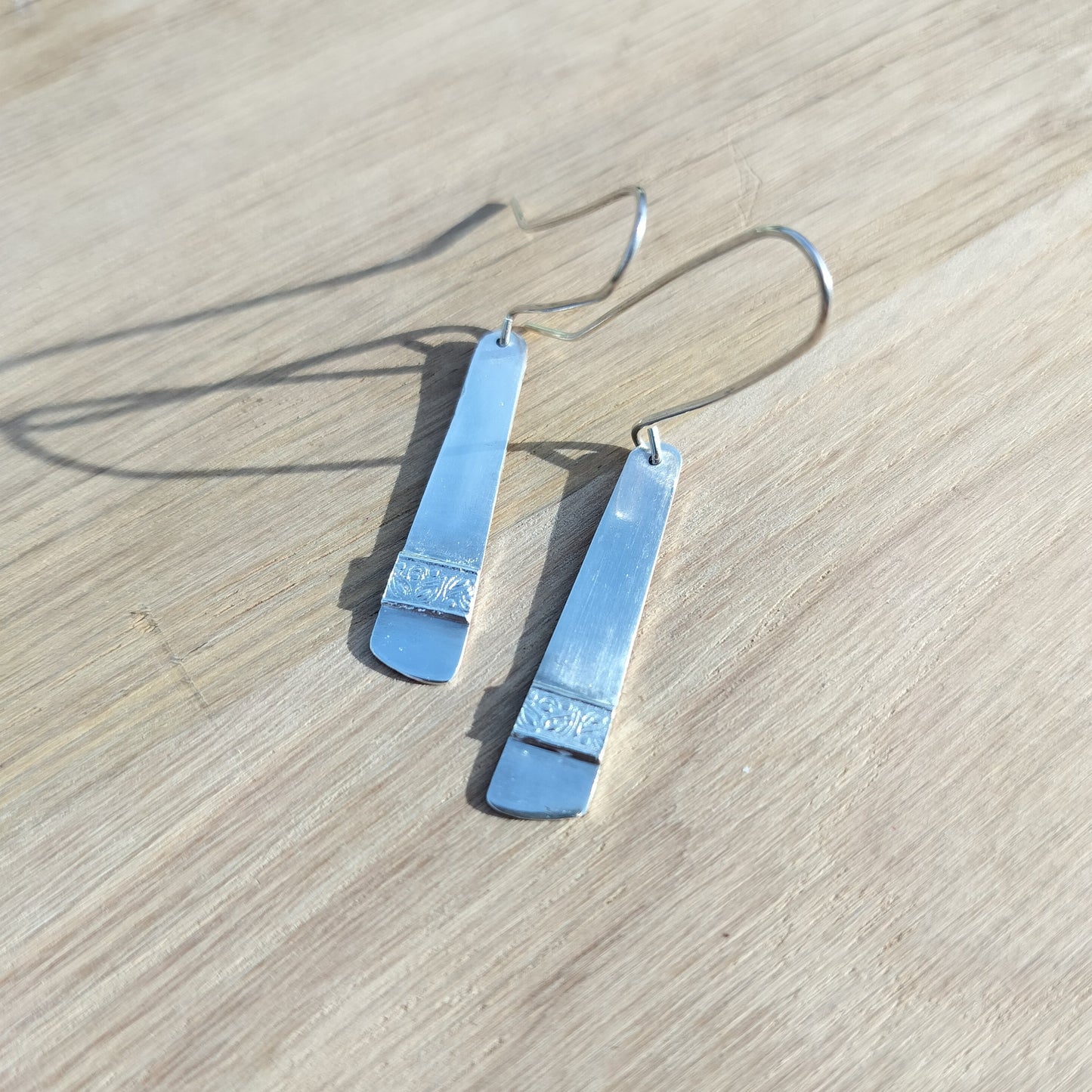 Drop Earrings with Patterned Band