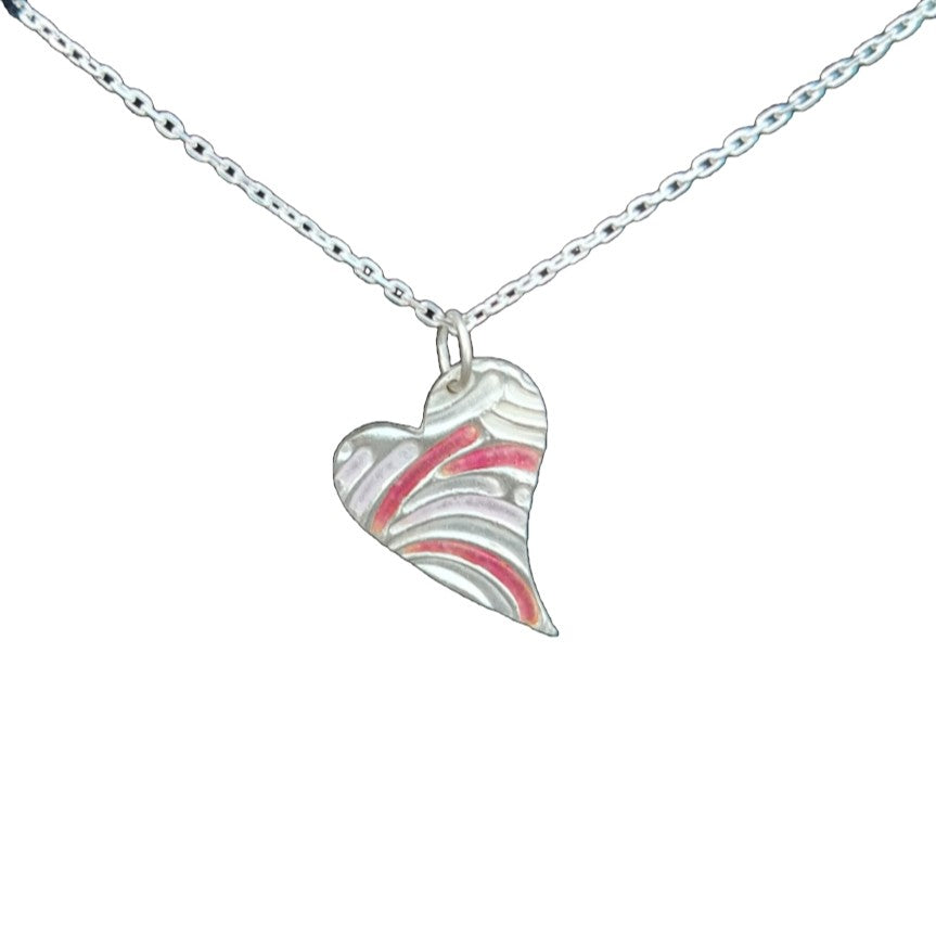 Tones of Red and Pink Enamelled Heart