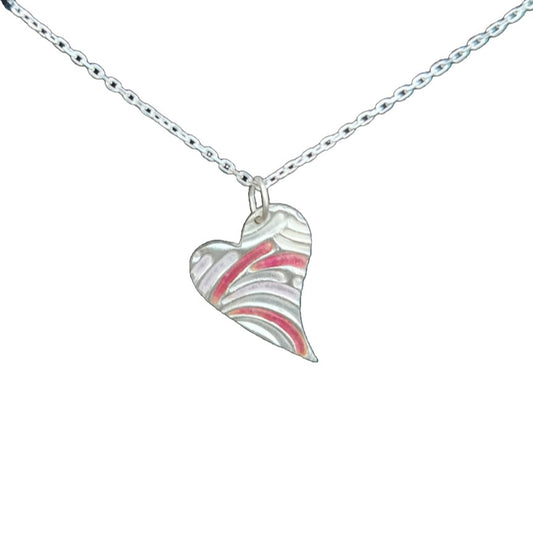 Tones of Red and Pink Enamelled Heart
