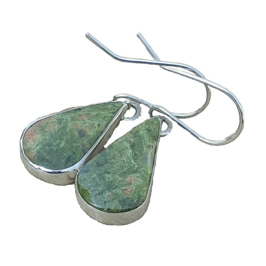 Rainforest Jasper Teardrop Heart Earrings