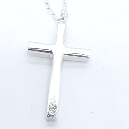 Silver Cross with Cubic Zirconia